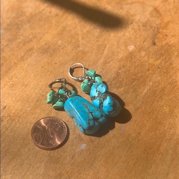 Natural turquoise drop earrings - Picture 1 of 1